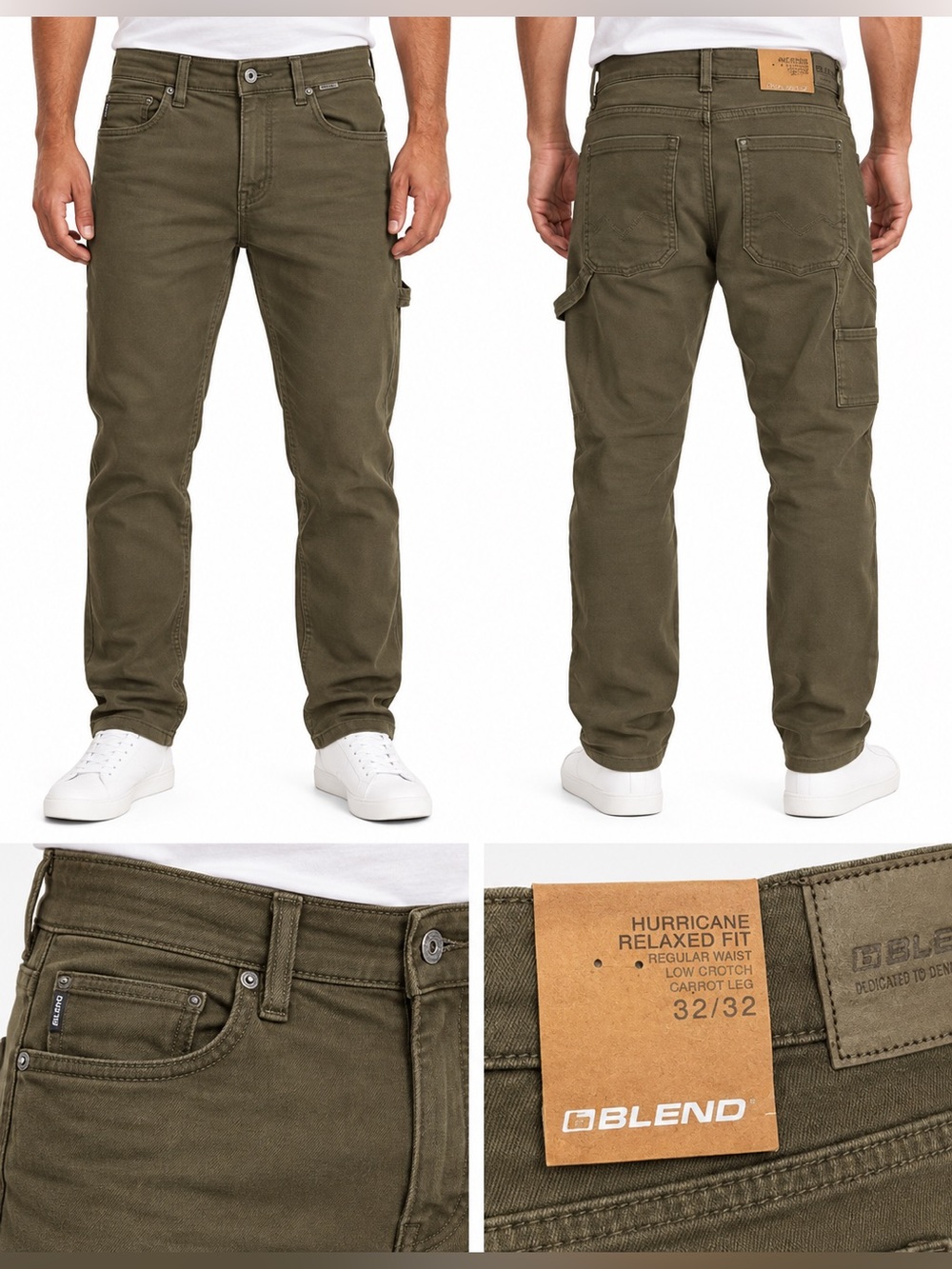 Blend Hurricane Cargo Pants olive brown Waist NWT